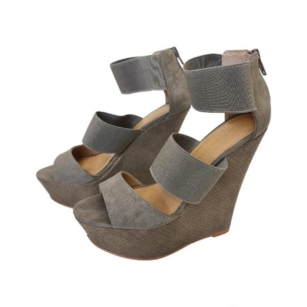 Sole Society Jasmine Grey Platform Wedges Womens 6
